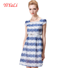 Schlank 2016 Sommer Gürtel Frau Kleid Cap Sleeve Dress